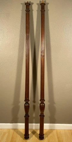 Pair of 61" Long French Antique Solid Oak Wood Posts/Pillars/Columns Cover
