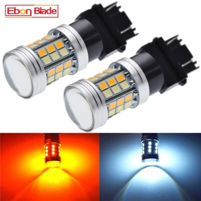 T25 3157 Switchback LED White/Amber DRL Turn Signal Light Bulb Dual Color 45SMD Foto 1 de 4