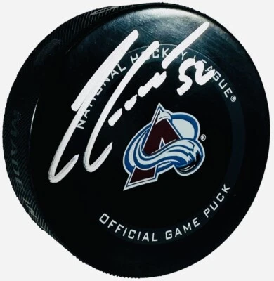 Disco de juego oficial firmado por Adam Foote Colorado Avalanche + certificado de autenticidad Beckett Foto 1 de 2