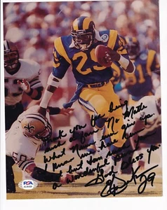 Eric Dickerson Autographed 8x10 Photo Super Long Inscription LA Rams PSA/DNA - Picture 1 of 3