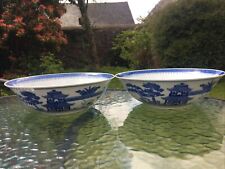 Collectable blue and white porcelain Chinese export large open bowl x 2 bowls