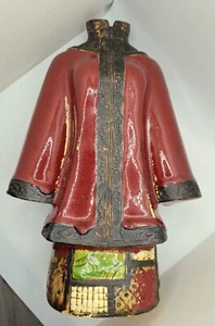 Vintage 12" asiatische Gewand Vase Kimono Stil Keramik handbemalt rot orientalisches Dekor - Bild 1 von 15