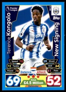 Match Attax 17/18 EXTRA Terence Kongolo Huddersfield Town New Signing No. NS13