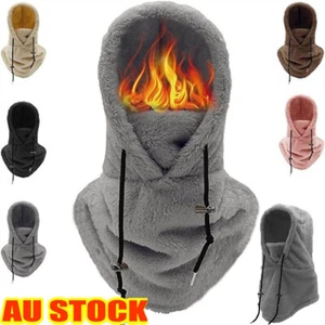 Sherpa Hood Ski Mask Winter Balaclava Adjustable Warm Hood Cover Hat Cap Scarf - Picture 1 of 17