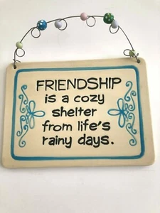 Friendship With Beads Ceramic Wall Plaque Heart - Picture 1 of 5