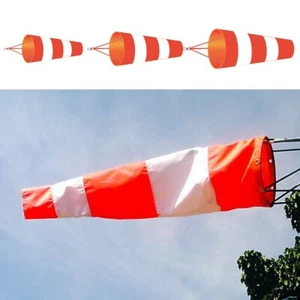 Red+White Airport Windsock Rip-Stop Polyester Wind Measurement Sock Bag Useful - Picture 1 of 33
