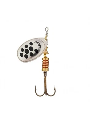 Mepps Aglia Decoree Silber Schwarz Punkte Spinner Forelle Hecht Barsch Inline - Bild 1 von 2