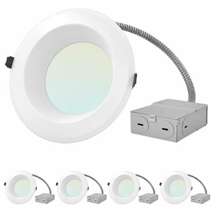 Luxrite 6 Inch Commercial LED Recessed Light with JBox 4 Color Selectable 4-Pack - Picture 1 of 8
