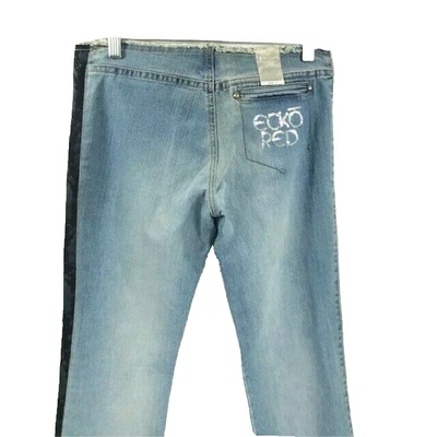 Jeans Ecko Rojo Junior Lentejuelas Bolsillo Trasero Cintura Deshilachada Lavado Ligero Talla 7 Foto 1 de 4