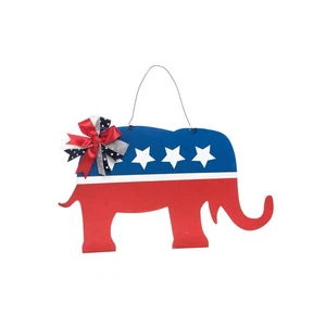 10" x 16.9" Elephant Americana Hanging Decorative Wall Art - Picture 1 of 3
