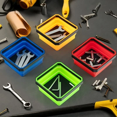 Paquete de 4 Bandeja Plegable Magnética Plegable Bandeja de Herramientas de Silicona para Tornillo Tuerca Foto 1 de 4