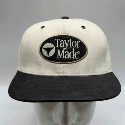 Chapéu de golfe masculino vintage anos 1990 TaylorMade preto/castanho camurça com alça RARO - Imagem 1 de 4