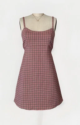 Brandy Melville pink/black/white plaid self tie Colleen dress Sz S - Image 1 of 4