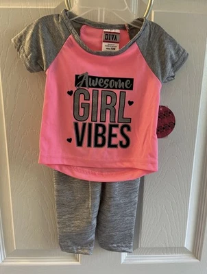 Diva Impresionante Niña Vibraciones Bebé Niña Conjunto Talla 12 Meses Foto 1 de 3