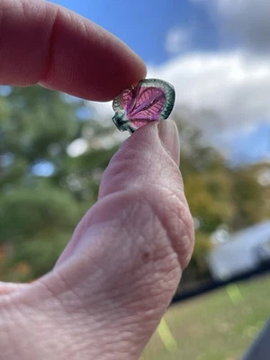 Flor tallada en rodaja de turmalina de sandía 7,85 quilates 11x15x5 Foto 1 de 4