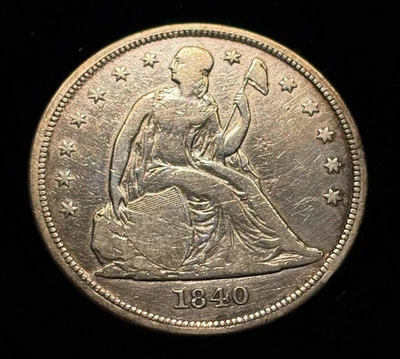 Dólar de plata libertad sentada 1840 $1 primer año de serie - moneda antigua de Estados Unidos Foto 1 de 4