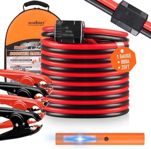 HORUSDY 25FT Jumper Cables, 1-Gauge 800A Heavy Duty Battery Cables 25...  - Picture 1 of 9