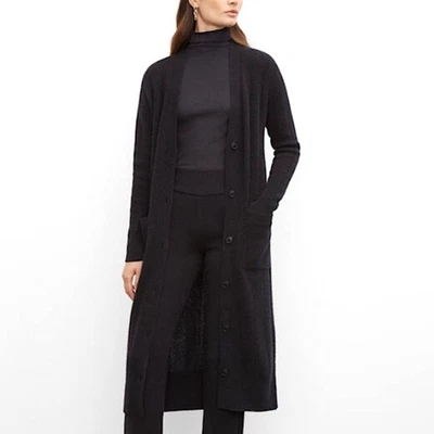 Nuevo Cárdigan Club Monaco Cachemira Botón Frontal Longline en Negro. Talla L Foto 1 de 4