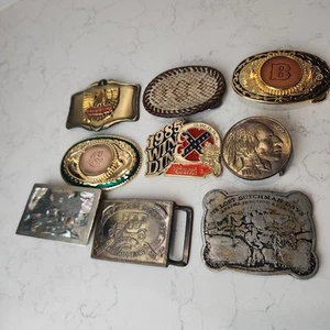 Lot of 9 Mostly Metal Belt Buckles - Picture 1 of 22