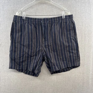 Flint and Tinder Cotton Linen Drawstring Shorts 7" Mens Large Blue Striped Adult - Picture 1 of 11
