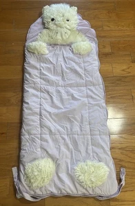 Pottery Barn Kids Shaggy Einhorn SCHLAFSACK lila Gingham kariert Sleepover - Bild 1 von 11