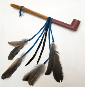 15" Catlinite Chanupa, Minnesota Pipestone Peace Pipe Apache Made Saguaro Stem, - Picture 1 of 13