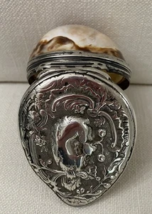 Antique Silver Mounted Cowrie Shell Snuff Box 18th Century Gilt Art Nouveau - Picture 1 of 17