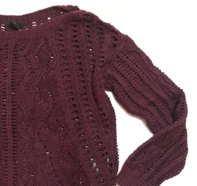 Suéter grueso de punto abierto de H&M para mujer manga larga mediano M rojo oscuro Foto 1 de 4