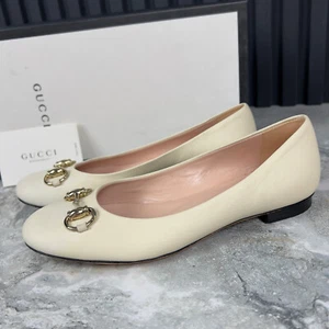 GUCCI Ballerines Horsebit Ballet Flats Beige Leather 6.5 US or 36.5 EUR - Picture 1 of 23