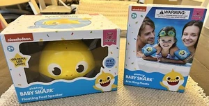 Baby Shark Floating Pool Speaker w/LED Lights! PLUS Arm Ring Floats Ages 2+ NEW - Picture 1 of 8