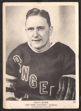 1939-40 DAVY KERR Vezina Winner HOCKEY Card OPC V301-1 New York RANGERS Card 37