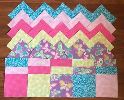 40 Mariposas Púrpura 4"x 4" Cuadrados de Tela 8 Cuadrados de 5 Telas Diferentes Foto 1 de 2