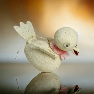 Vintage Japan Mica Putz Chick Ornament With Googley Eyes - Picture 1 of 6