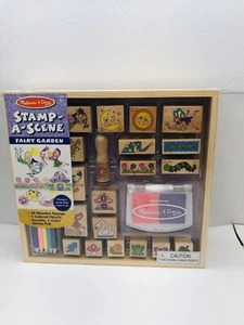 New Melissa & Doug Stamp A Scene Fairy Garden Wooden Stamps - Picture 1 of 2