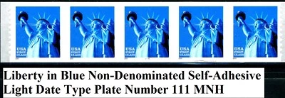 Statue of Liberty in Blue Non-Denominated S/A PNC5 Pl# 1111 MNH Scott's 3453 - Image 1 of 2