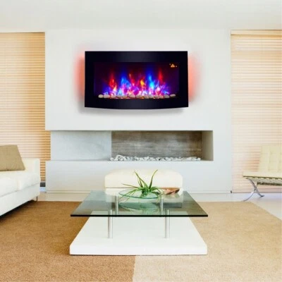 2025 TRUFLAME™  LED FLAMES 7 COLOUR SIDE LIT CURVED WALL MOUNTED ELECTRIC FIRE - Image 1 of 4
