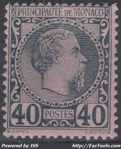 MONACO : PRINCE CHARLES III 40c N° 7 NEUF * GOMME TRACE CHARNIERE - COTE 125 € - Picture 1 of 2
