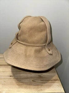 VTG YSL Yves Saint Laurent Saks 5th Ave Carol Paris TanFelt Safari Bucket Hat - Picture 1 of 8