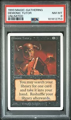 1993 Magic the Gathering Unlimited, Demonic Tutor ✩ PSA 8 ✩ - Image 1 of 4
