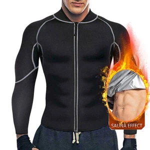 Hombres Body Modelador Camisa de Entrenamiento de Sudor Neopreno Sauna Traje Chaqueta Larga Ropa - Imagen 1 de 13