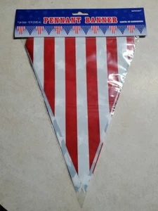 12' AMERICAN FLAG PENNANT BANNER Stars and Stripes Flag Bunting - Picture 1 of 3