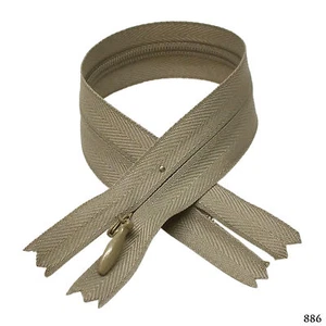 12 pcs Quality BKC Invisible Zipper Top Open Bottom Closed 9" Khaki #886 - Picture 1 of 1