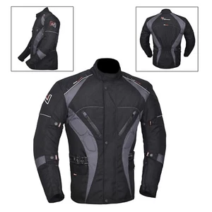 Grey/Black Men's Motorcycle Motorbike Jacket Waterproof Textile CE Armoured - Picture 1 of 4