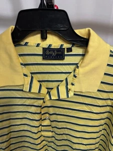 Bobby Jones Yellow Bleu Stripe Ctn POLO SHIRT Large L  - Picture 1 of 7