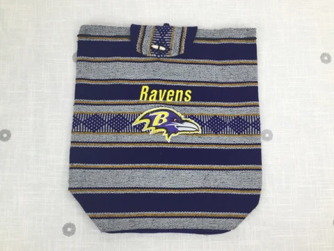 Baltimore Ravens NFL Woven Style Cloth Cinch Bag Backpack EUC Cover