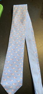 TOMMY HILFIGER SKYBLUE PINK WHALE REPEAT SILK NECKTIE TIE - Picture 1 of 3