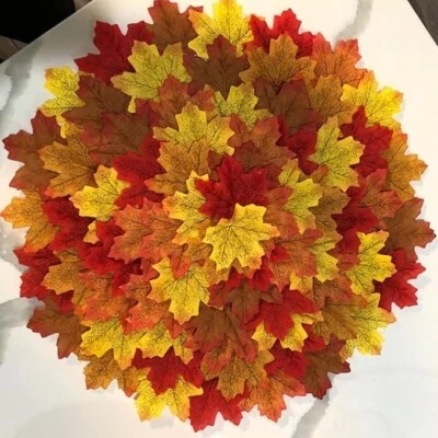 HAKACC 300x Artificial Maple Leaf Fake Leaves Autumn Halloween Wedding Xmas Party Decor