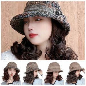 Fluffy Winter Hat Wig Wavy Lady Mommy Hat with Wig Short Curly Hat Wigs  Women