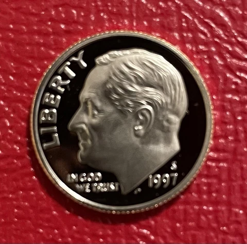 1997 ~ S Roosevelt Dime Gem Proof Coin from US Proof Set US Mint Coin Cover