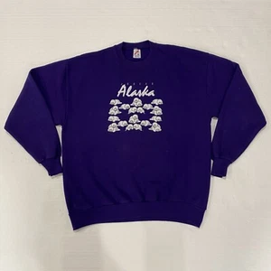 Vtg 90’s Alaska Seal Pup SWEATSHIRT * Jerzees LSJ Sportswear Juneau Purple - Picture 1 of 7